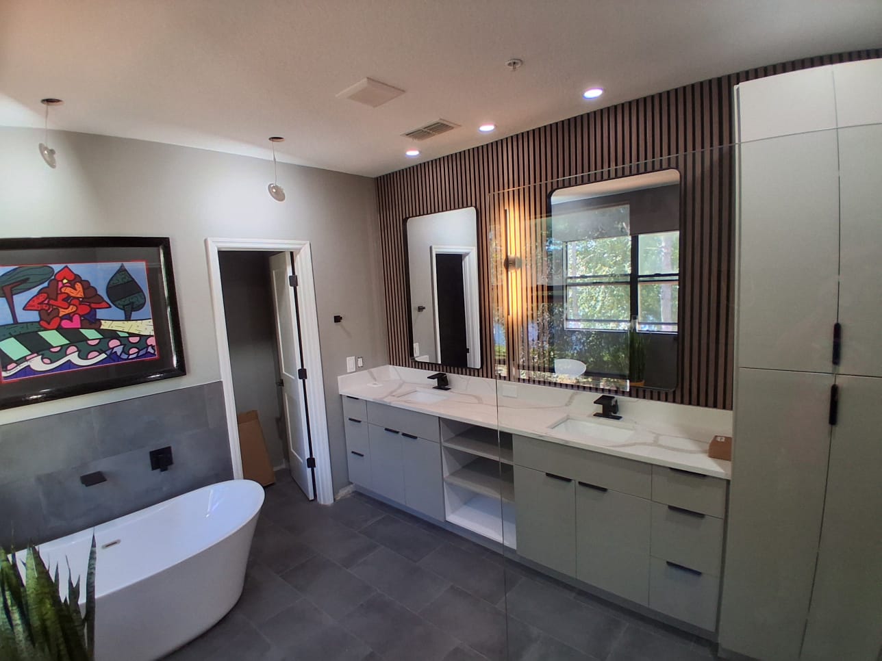 Modern double vanity bathroom finished